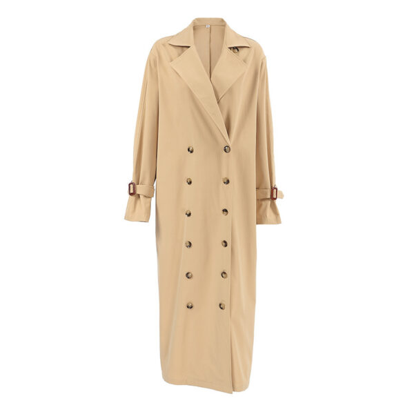 Khaki Double Breasted Trench Coat - Image 3