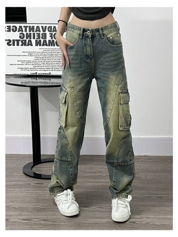 Deconstructed Design Washed Jeans For Women - Image 7