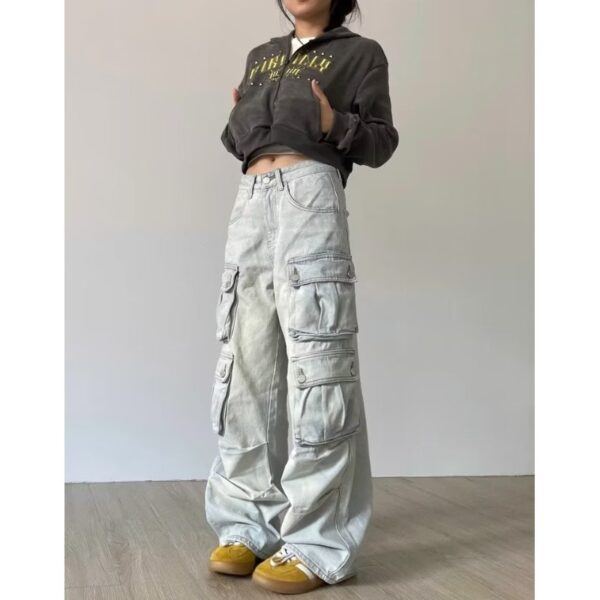 Retro Workwear With Pocket Jeans For Women - Image 7