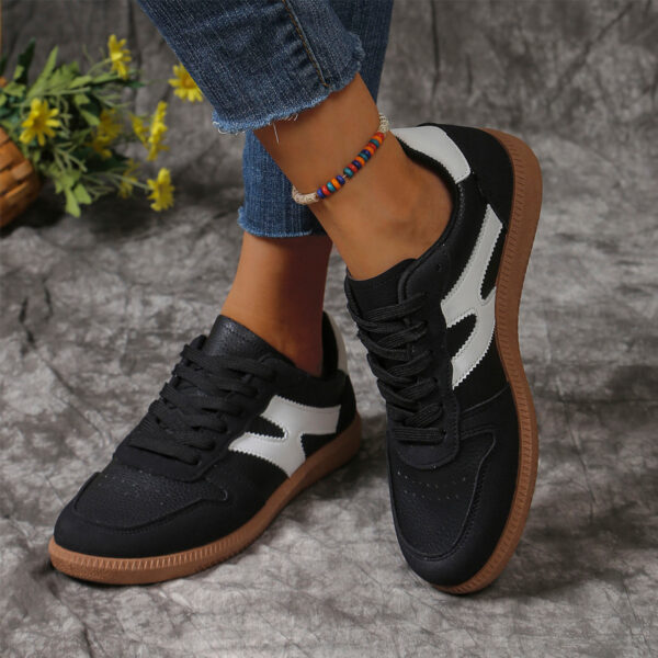 New Colorblock Lace-up Flats Shoes - Image 4