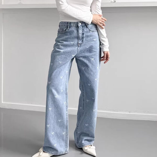 All-matching Wide Leg Straight Jeans For Women - Image 7