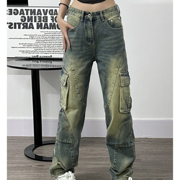 Deconstructed Design Washed Jeans For Women - Image 2