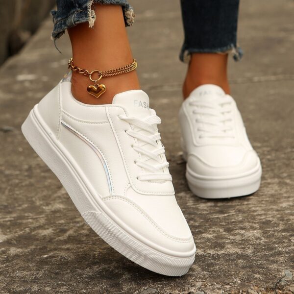 Lace-up White Flats Shoes