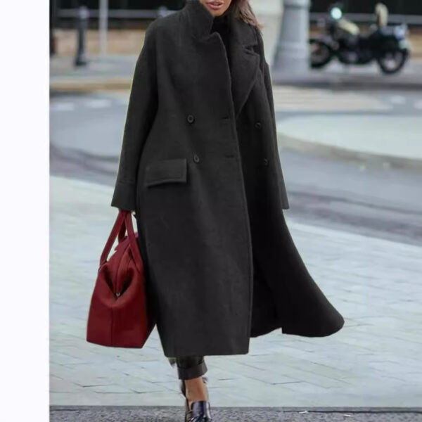 Pure Color Warm Keeping Woolen Coat - Image 4