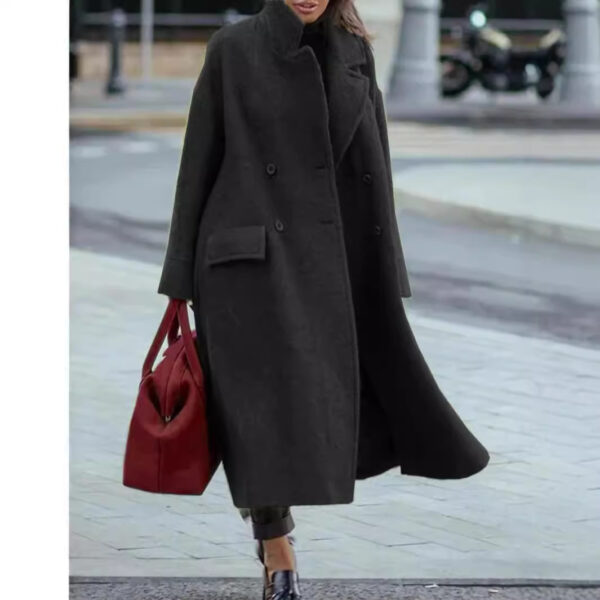 Pure Color Warm Keeping Woolen Coat - Image 3